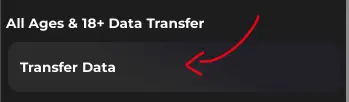 Transfer data button in Crazy Cards